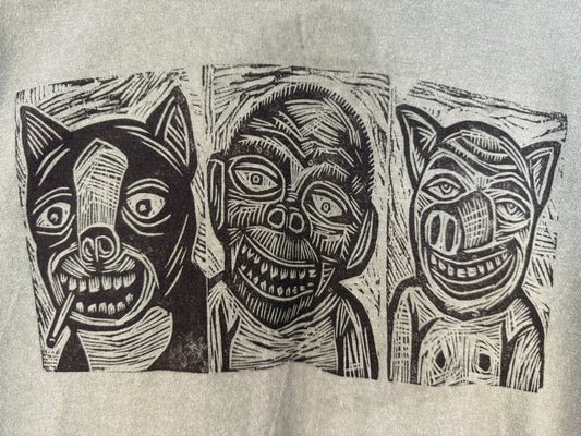 Animal Trio Woodblock Handprinted T-Shirt