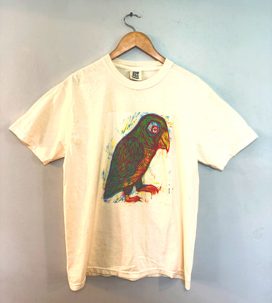 Tropical Parrot Woodblock Handprinted T-Shirt