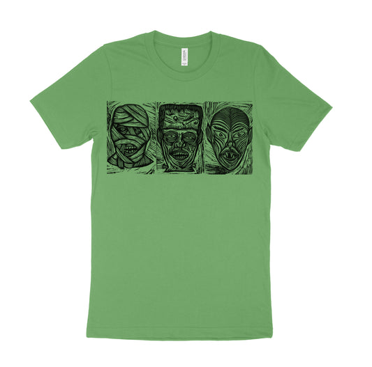 Monster Trio  Woodblock Handprinted T-Shirt