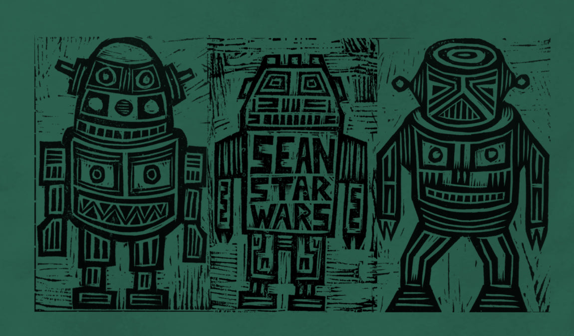 3 Shina Robots Woodblock printed Tshirt