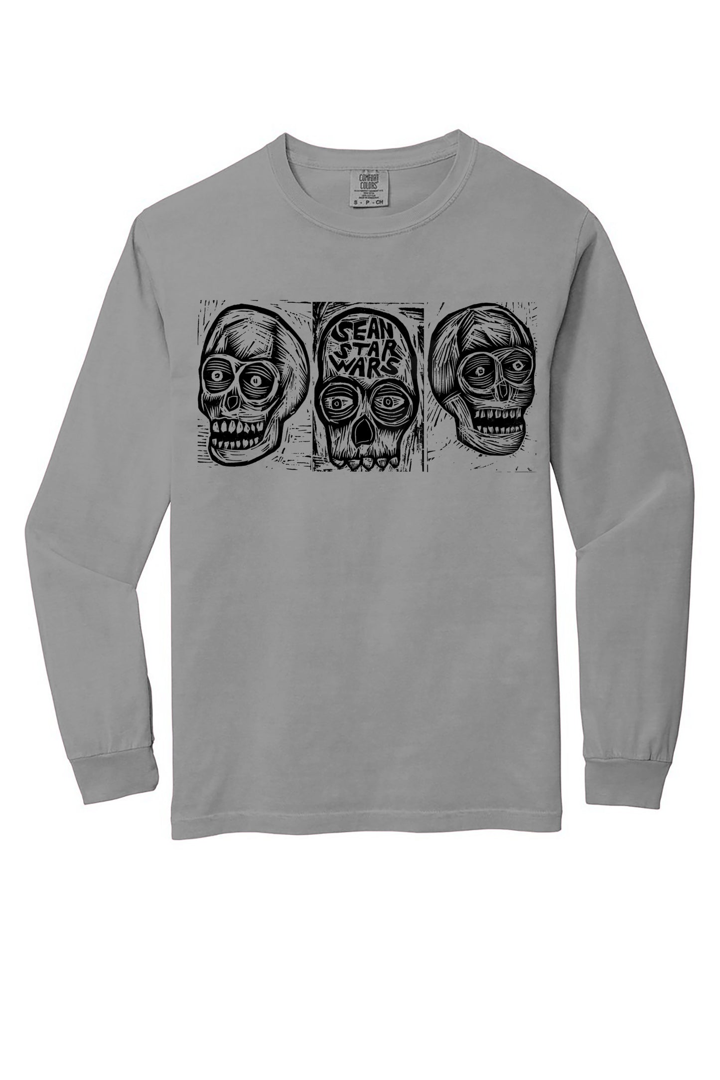 3 Shina Skulls Woodblock printed Long Sleeves Shirt