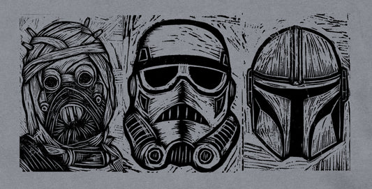 Trooper Raider Bounty Hunter Woodblock Handprinted T-Shirt