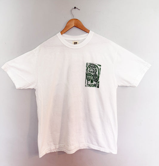 Four Skulls Skull Tshirt Limited Edition Woodcut Handprinted Shirt (Limited to 50 shirts)