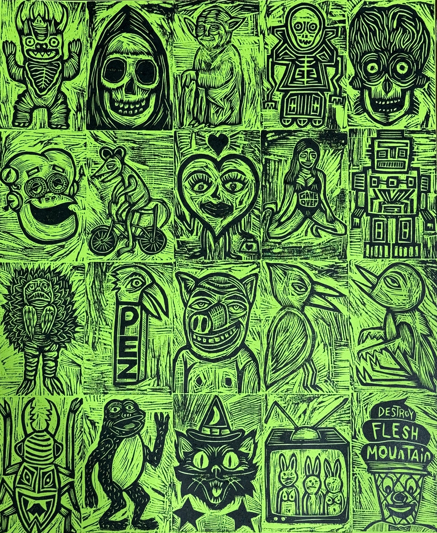 Destroy Flesh Mountain Woodcut Handpulled Editioned Print of the Week