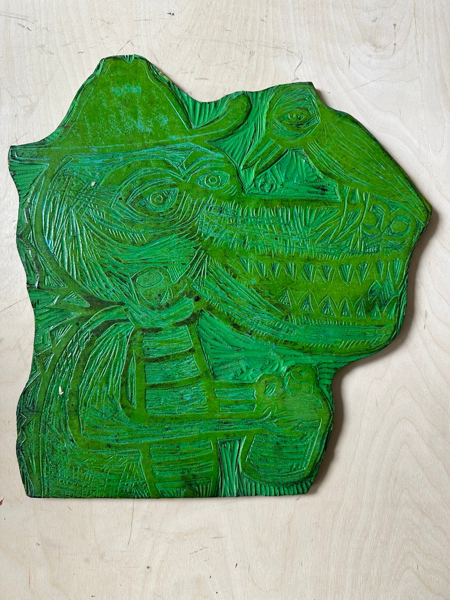 Country Croc Woodcut Handprinted T-Shirt