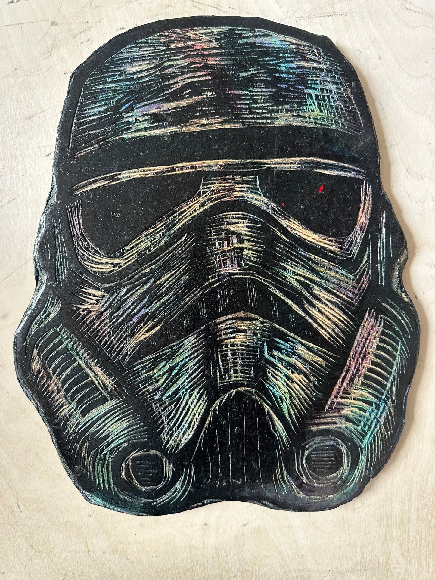 Cosmic Trooper Woodcut Handprinted T-Shirt