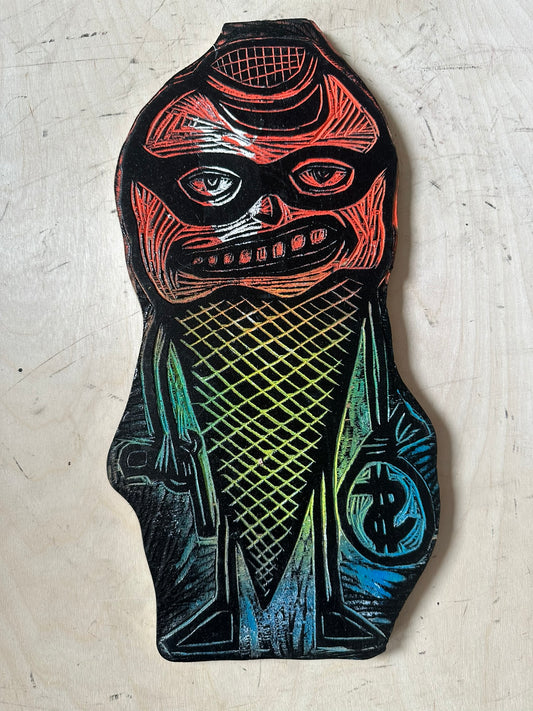 Bandit Cone Woodcut Handprinted T-Shirt