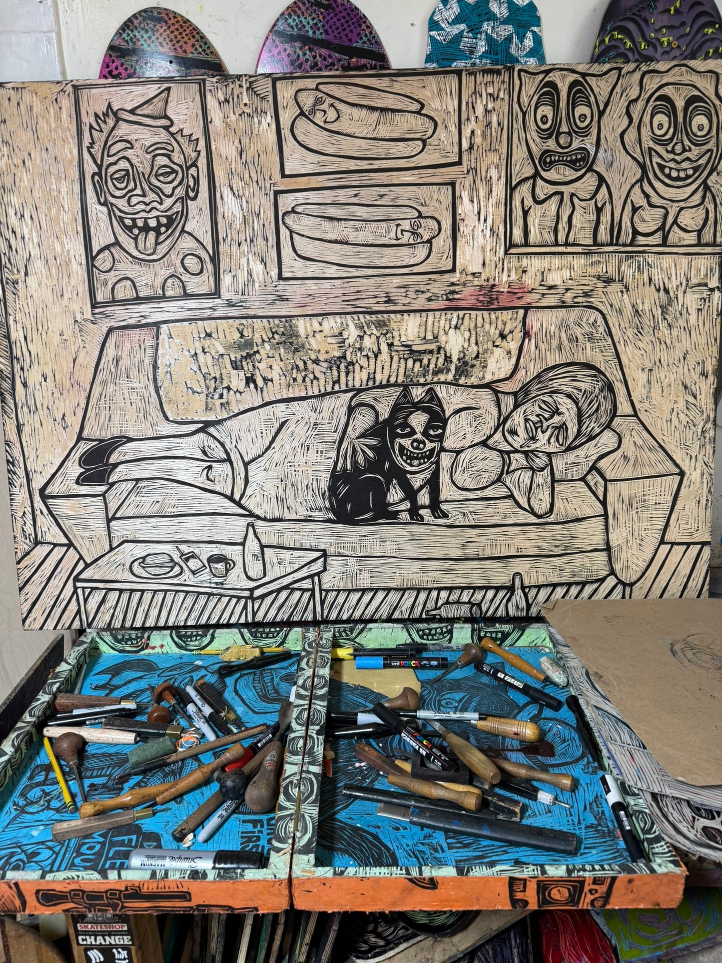 Bertha the Clown Limited Edition Woodcut Print (Preorder pricing)