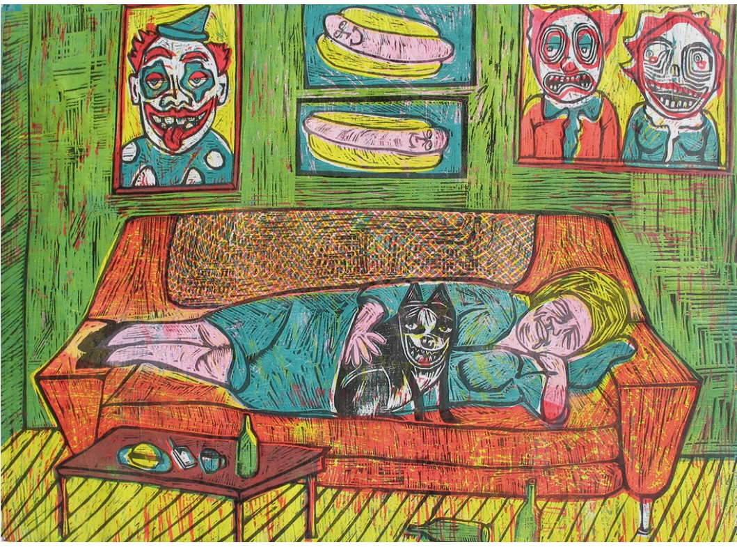 Bertha the Clown Limited Edition Woodcut Print (Preorder pricing)