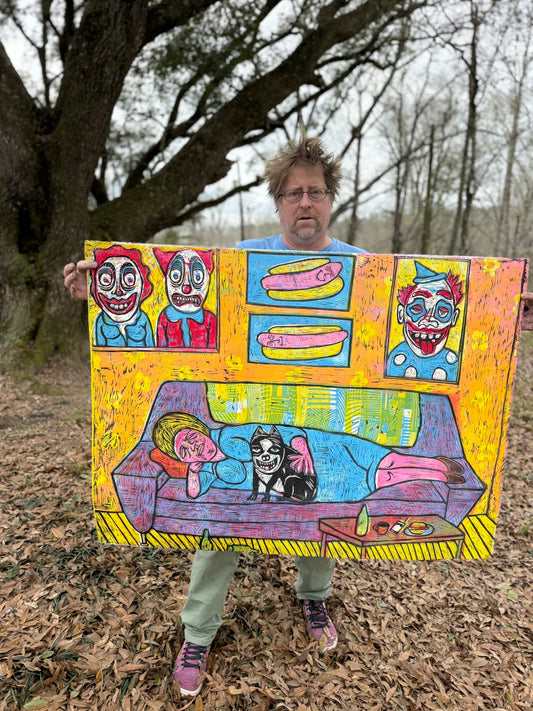 Bertha the Clown Limited Edition  Woodcut Print (Preorder pricing)
