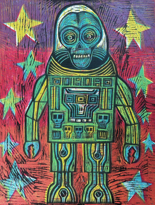 Official Intelligence Multi Color Hanpulled Woodcut on Paper