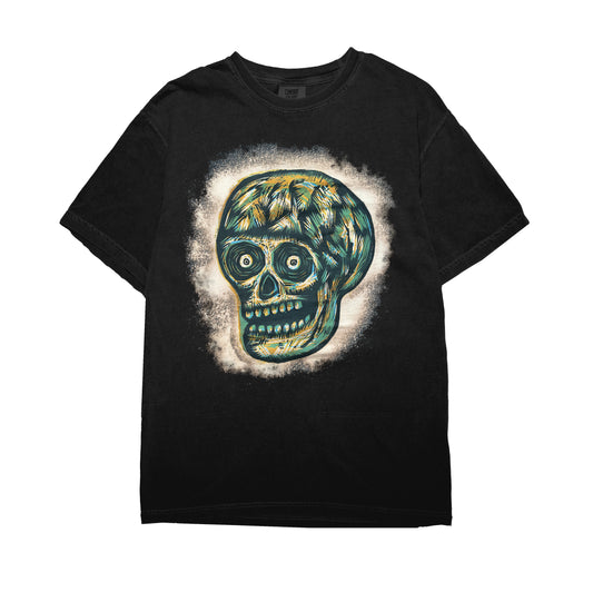 Space Dust Skull Color Handprinted Woodcut T-Shirt