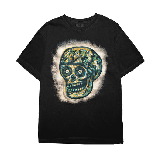 Space Dust Skull Color Handprinted Woodcut T-Shirt
