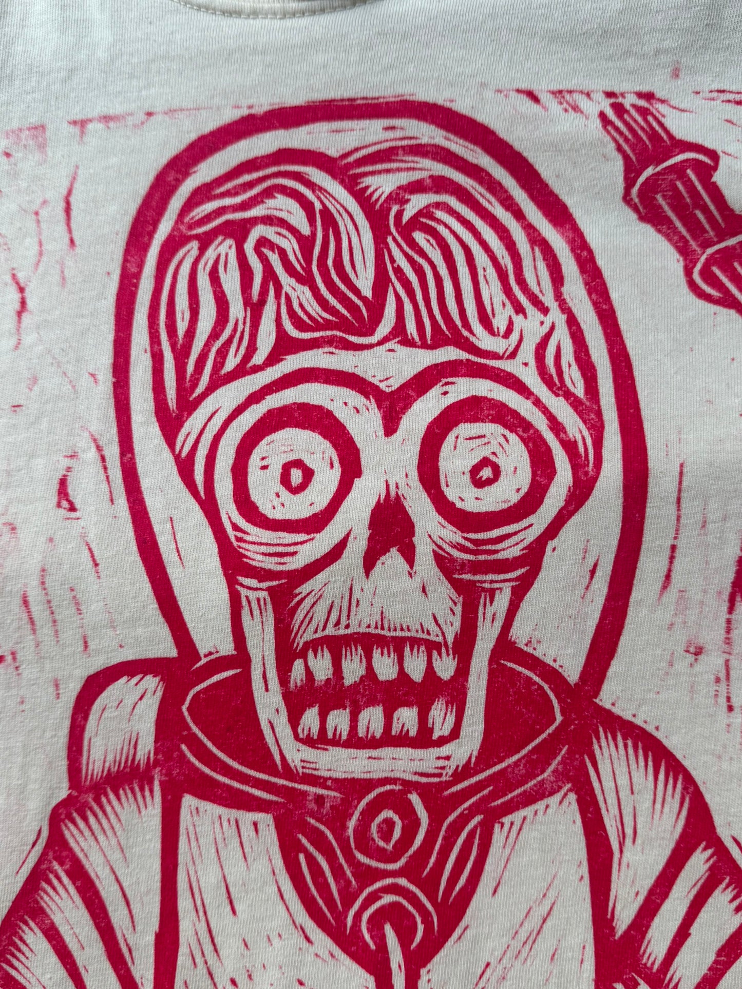 Ack! Ack! Ack! Woodcut Handprinted T-Shirt