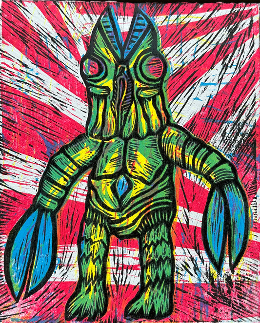 Baltan (Green) Multi Color Woodcut Limited Edition Print