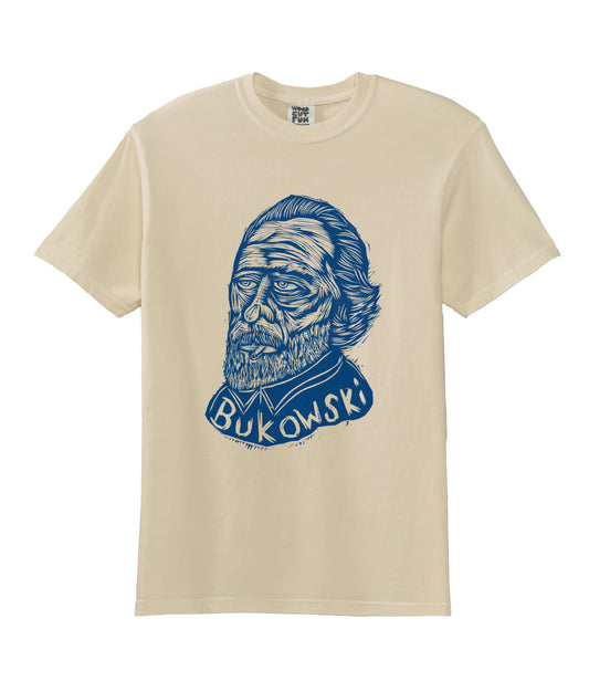Charles Bukowski Woodcut Handprinted T-Shirt