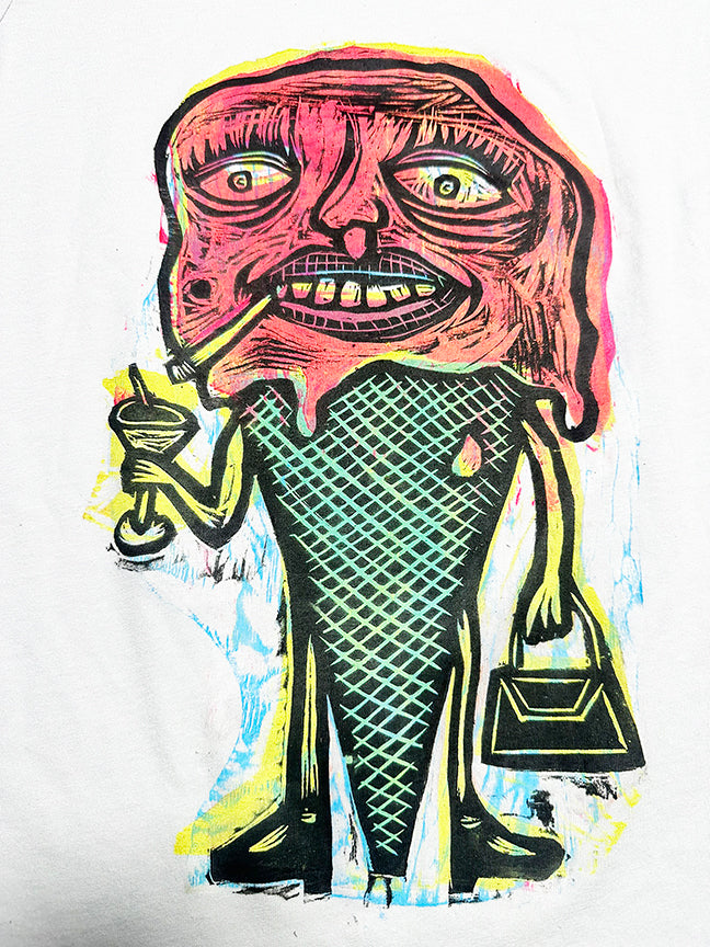 Meltdown Color Woodcut Handprinted T-Shirt