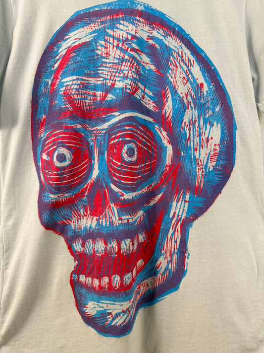 Skull 23 "Cool Burn” Woodcut Handprinted T-Shirt