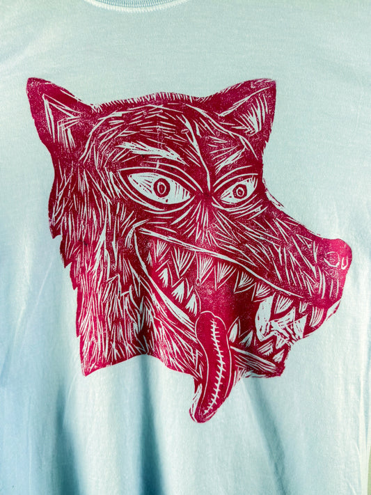 Dog Head Woodcut Handprinted T-Shirt