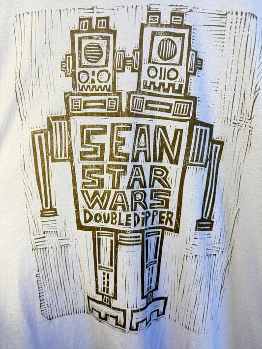 Sean Starwars Double Dippers Club Linocut Handprinted T-Shirt