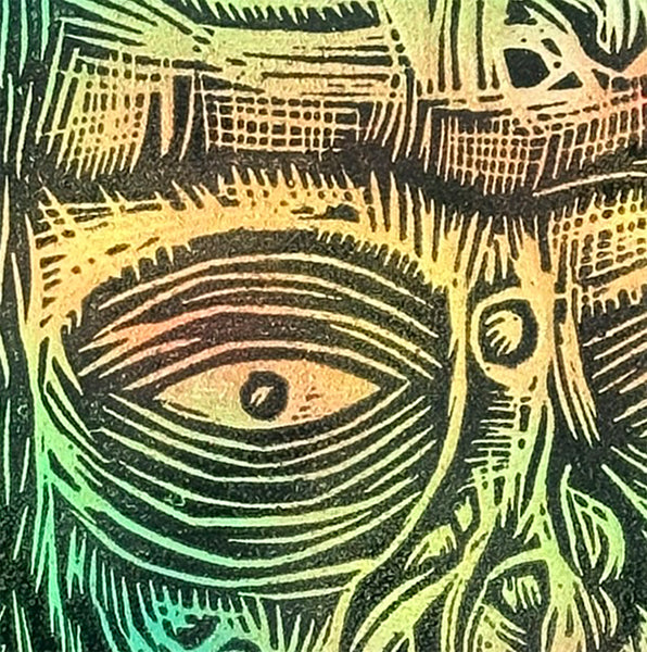 Frankenstein Woodcut Printed on Wooden Panel