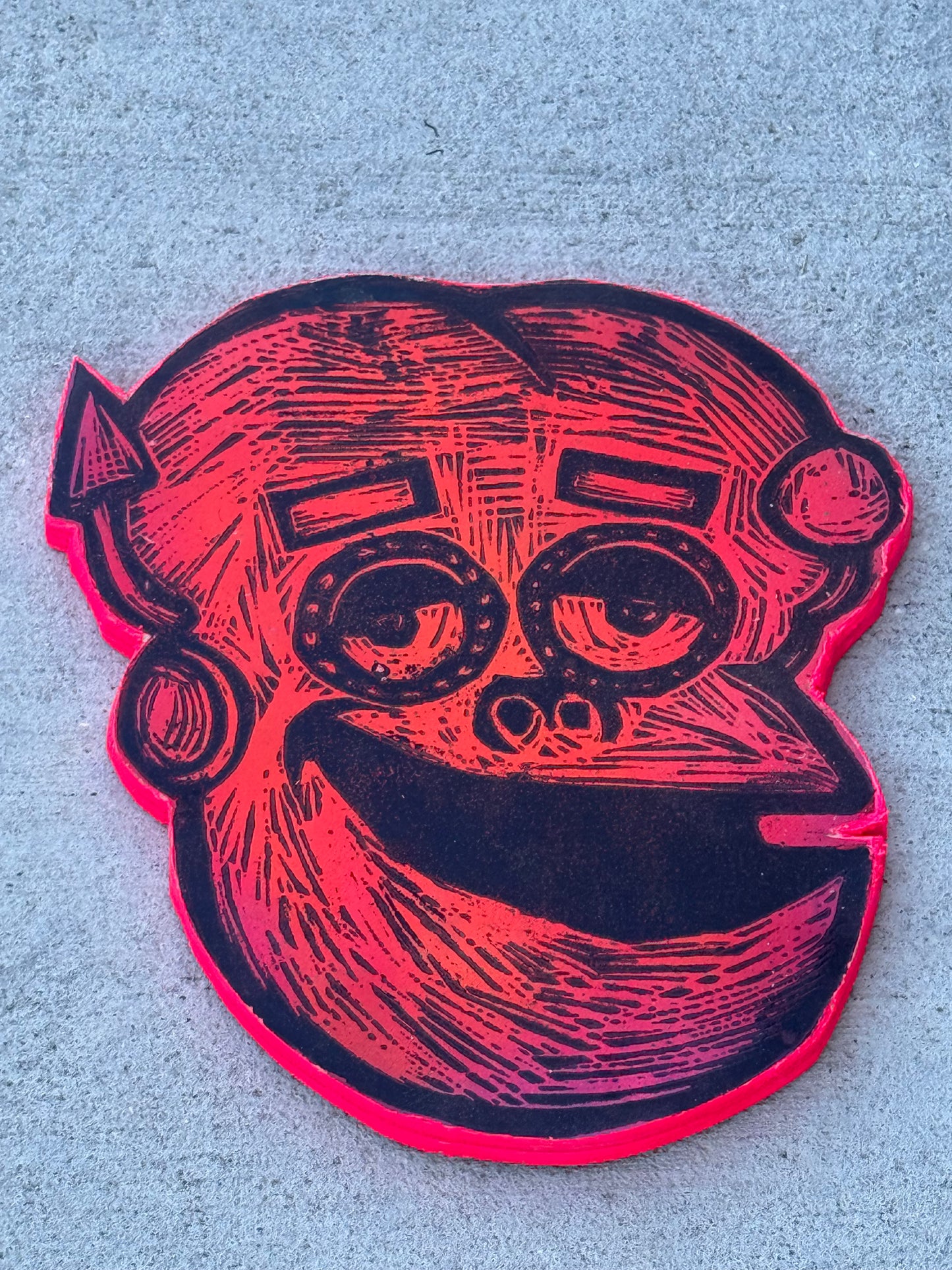 Frankenberry Woodcut handprinted on Wooden Panel
