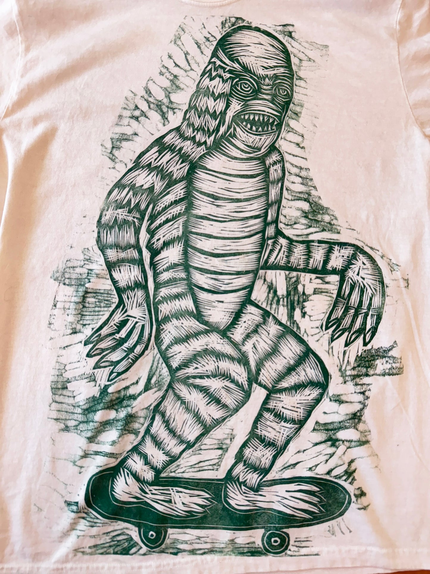 Giant Creature Woodblock Handprinted T-Shirt