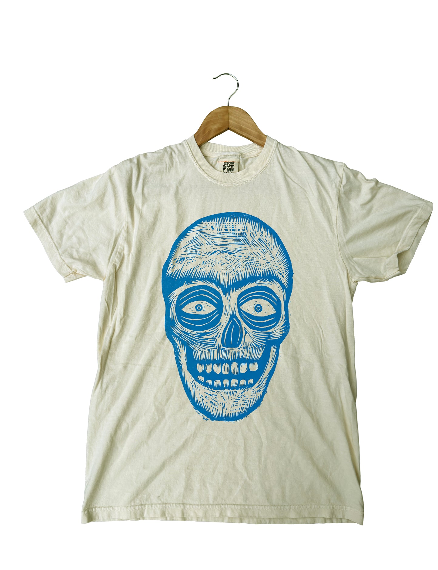 Skull Woodcut Handprinted T-Shirt
