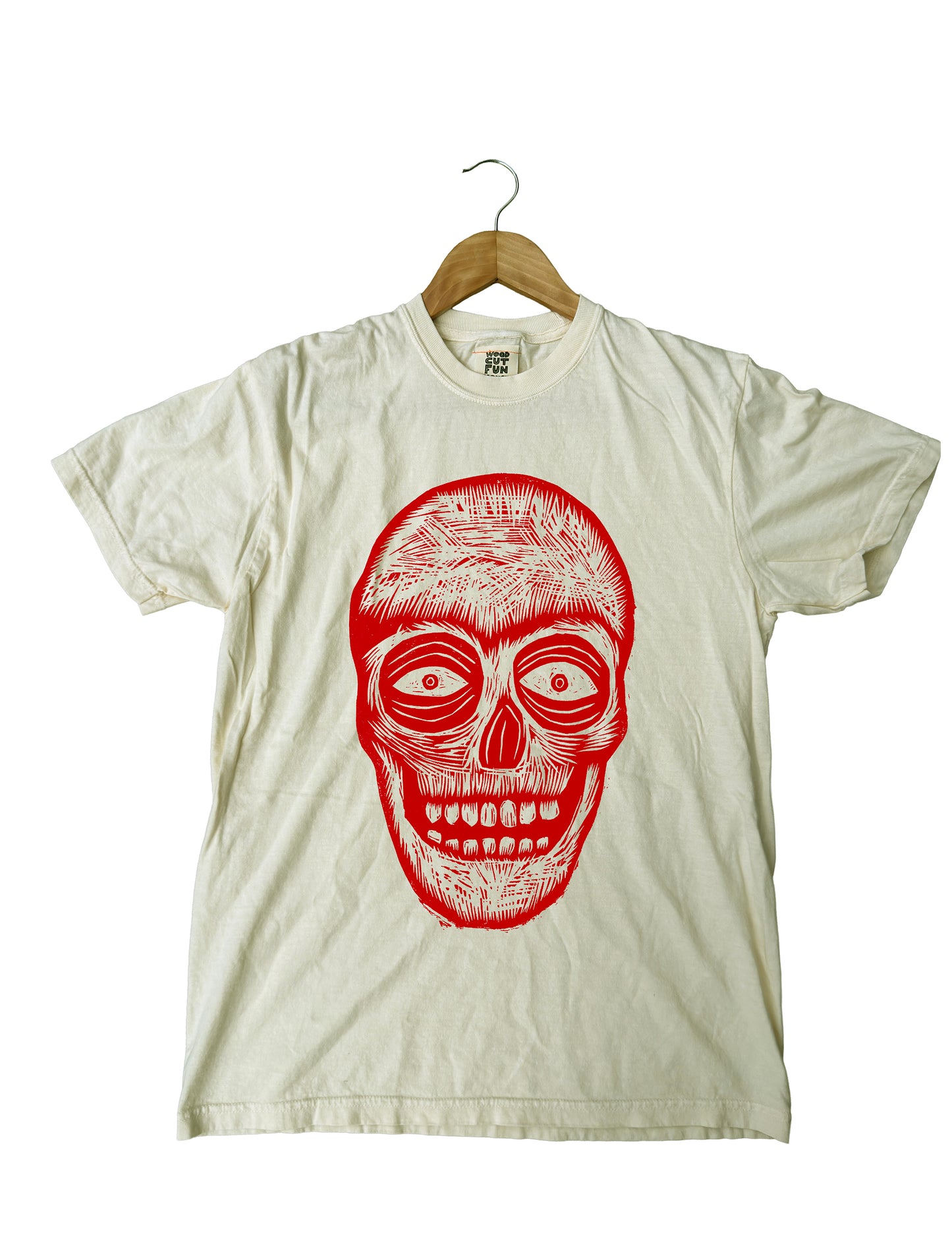 Skull Woodcut Handprinted T-Shirt