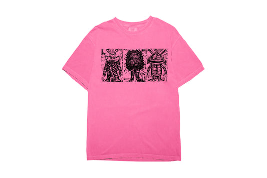 Kaiju  Trio  Woodblock Handprinted T-Shirt