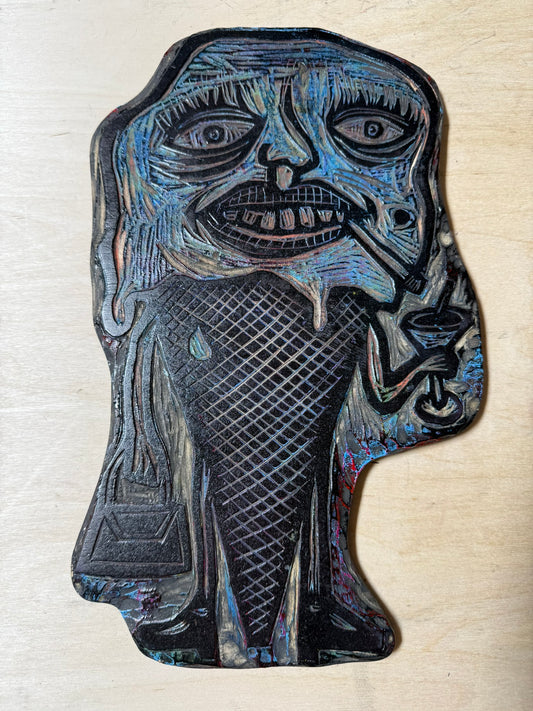 Meltdown Color Woodcut Handprinted T-Shirt