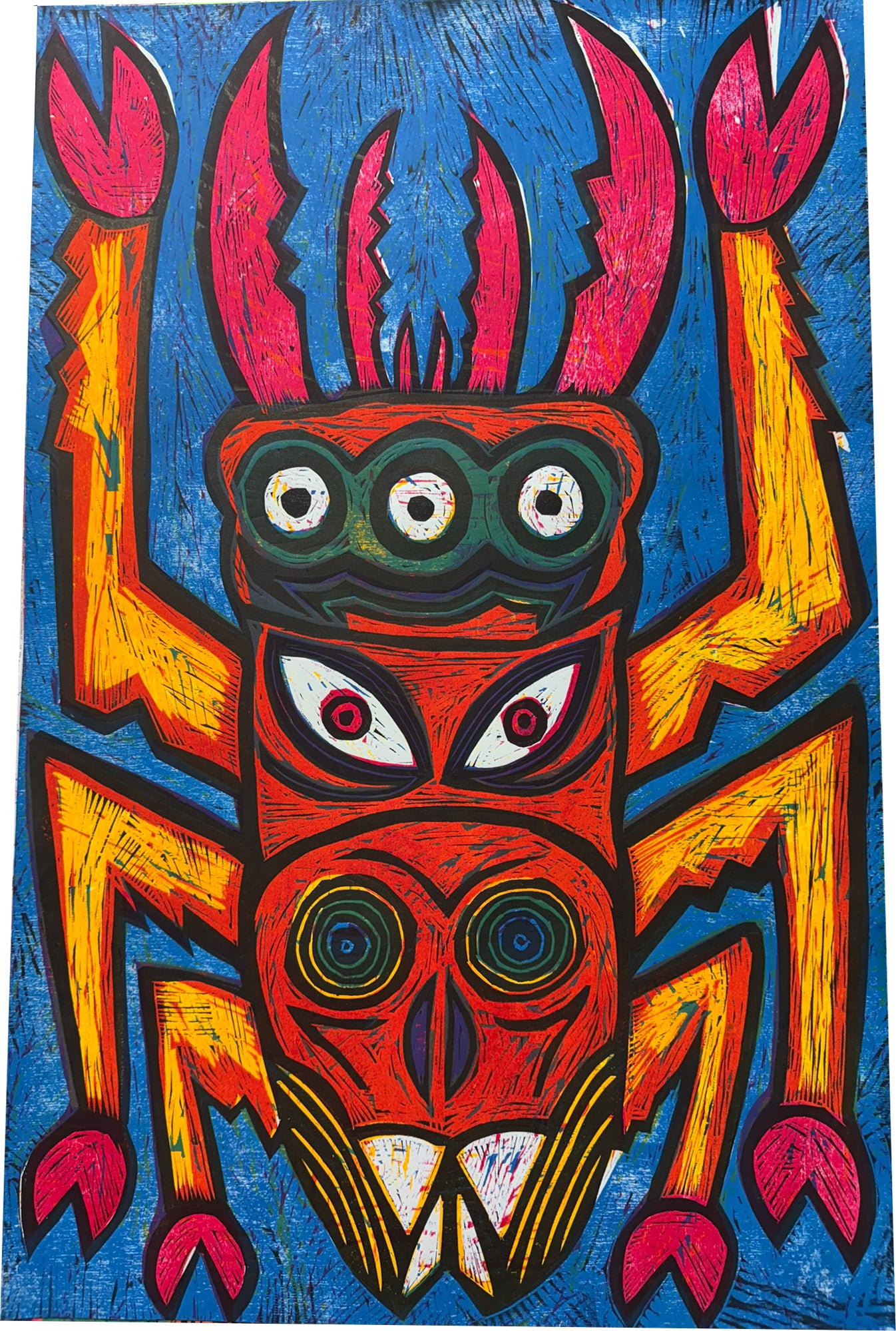 Orange Beetle Woodcut Print