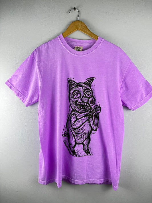 Porkchop Woodcut Handprinted T-Shirt