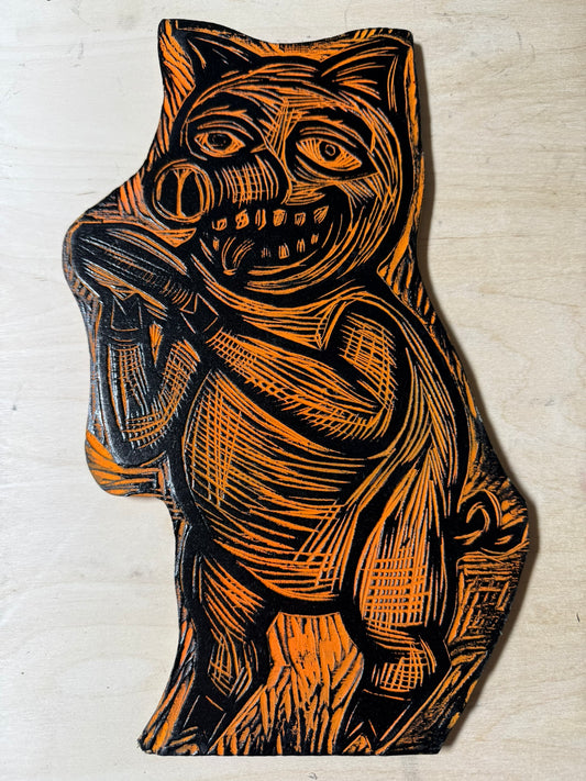 Porkchop Woodcut Handprinted T-Shirt