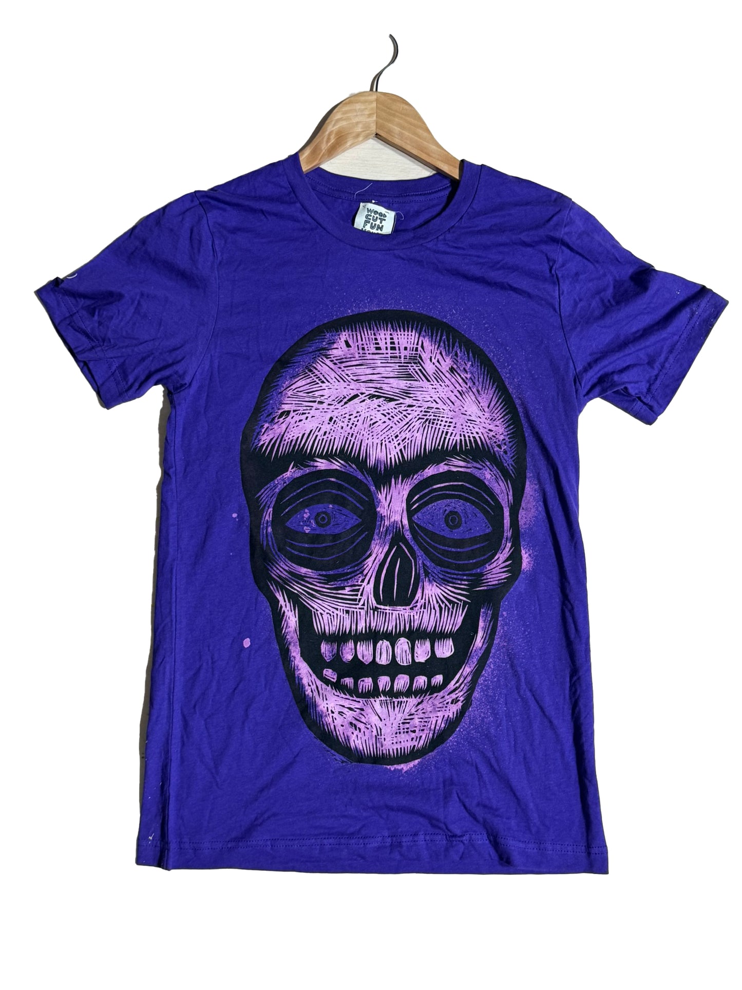 Skull Woodcut Handprinted T-Shirt