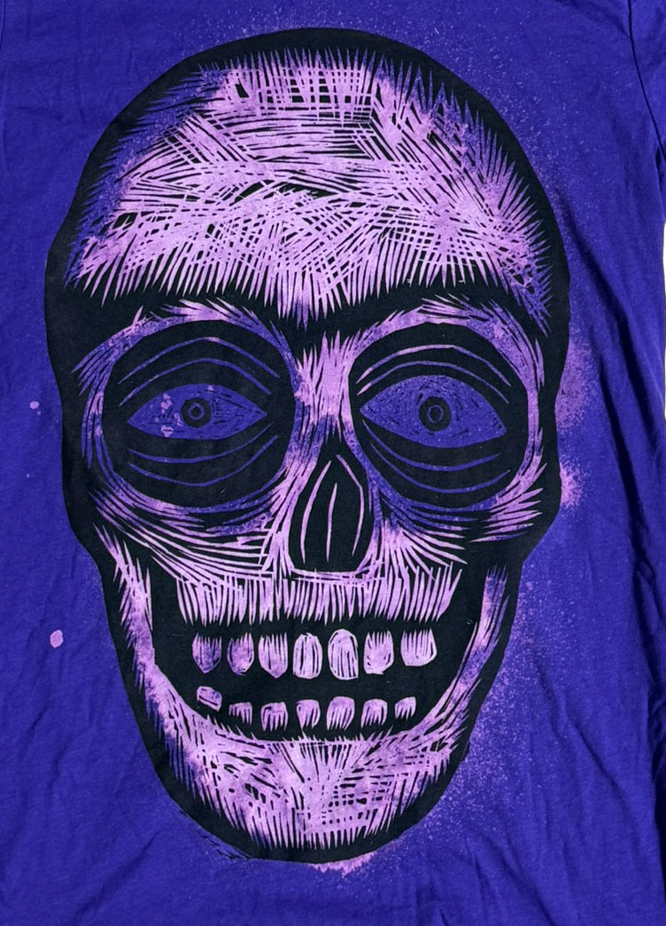 Skull Woodcut Handprinted T-Shirt