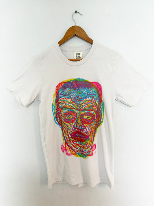 Frankenstein Skull Vampire Linocut Handprinted T-Shirt