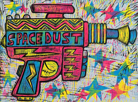 Strawberry Taffy  Space Dust Multi Color Woodcut Print