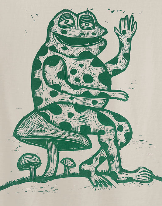 Toadstool Woodcut Handprinted T-Shirt