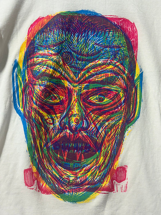 Triple Kreep Linocut Multicolor Handprinted T-Shirt