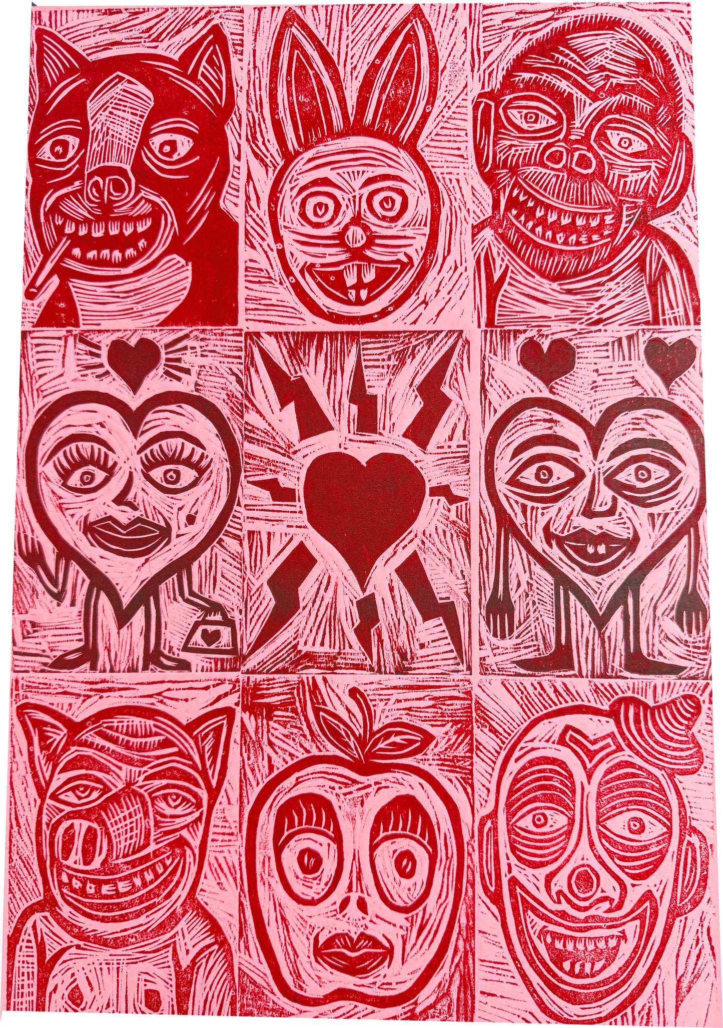 Limited Edition Valentines Handpulled Woodcut Print