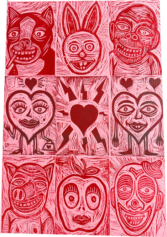 Limited Edition Valentines Handpulled Woodcut Print