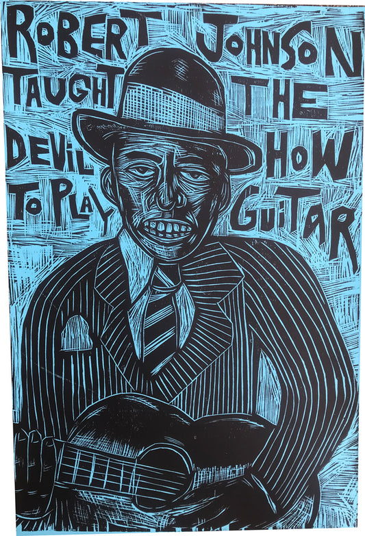 Robert Johnson Woodcut Print