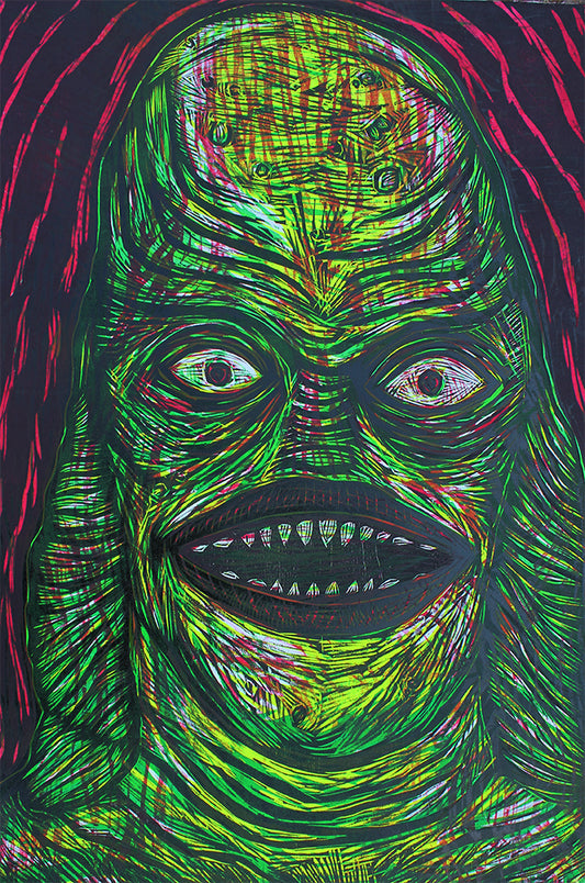 Creature From the Black Lagoon Woodcut Handpulled Print