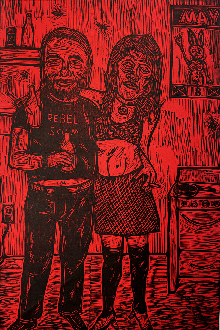 Charles Bukowski Woodcut Handpulled Print