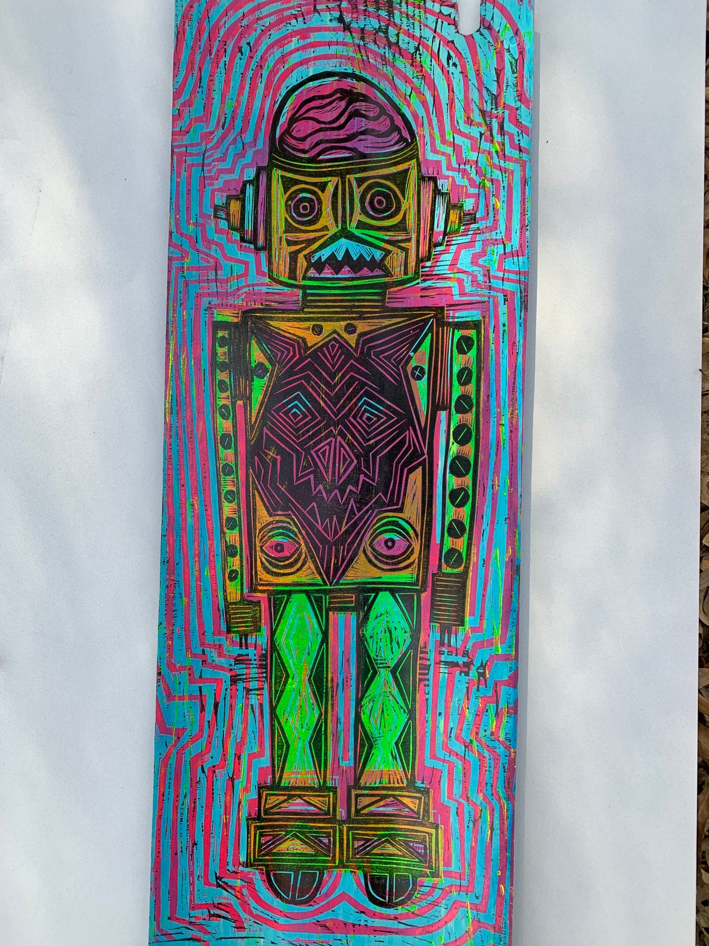 Vibratron Robot Woodcut Handpulled Print