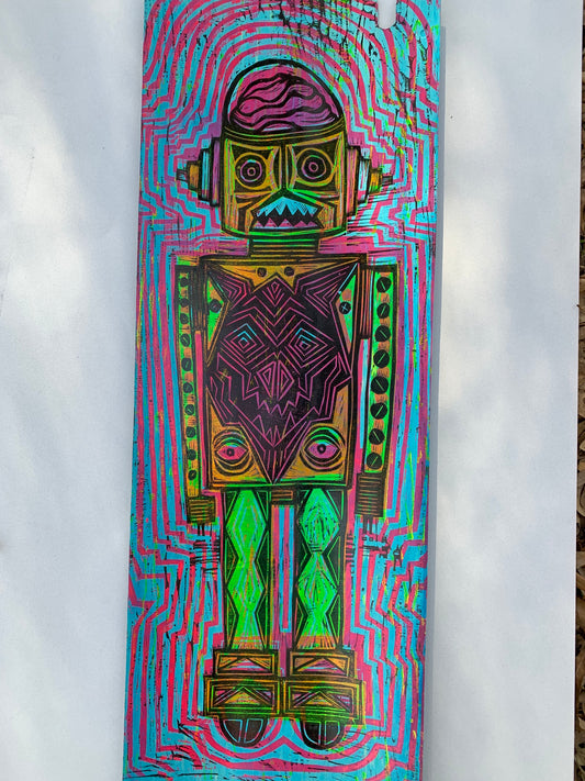 Vibratron Robot Woodcut Handpulled Print