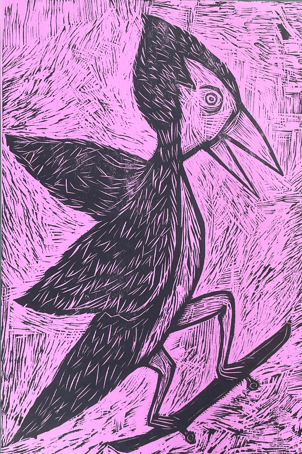 Fly High Woodcut