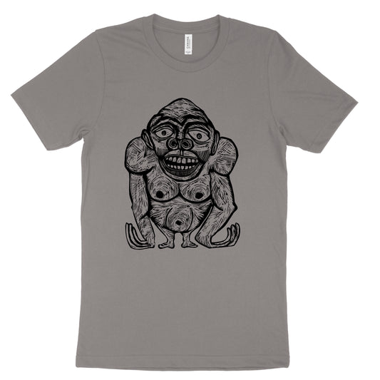 Gorilla Woodcut Handprinted T-Shirt
