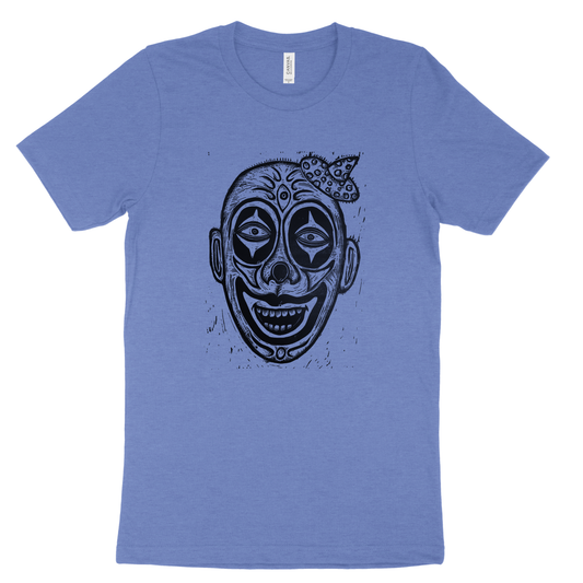 Clown Linocut Handprinted T-Shirt